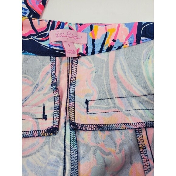 LILLY PULITZER KELLY SKINNY ANKLE PANTS NAVY BLUE BRIGHT PINK FLORAL WOMEN 0 - Picture 13 of 16
